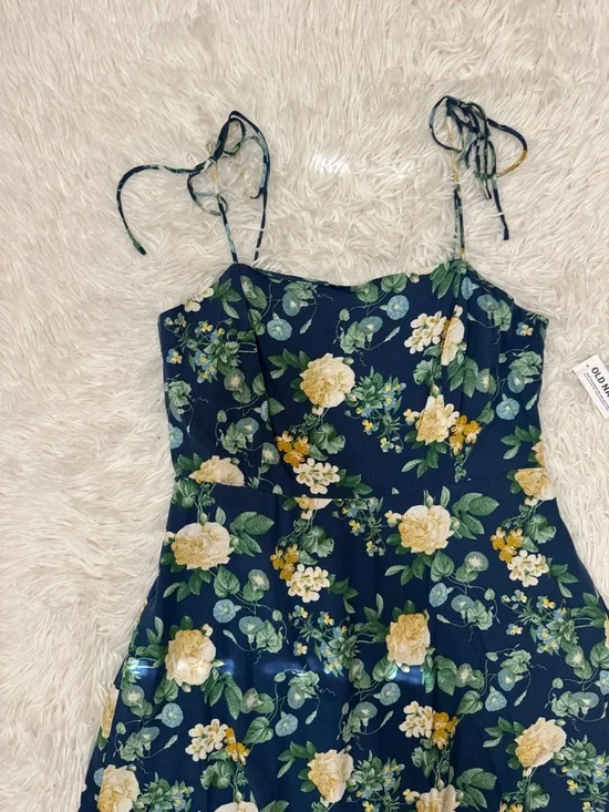 Old Navy Navy Floral Tie-Strap Mini Dress Old Navy Floral Dress - Picture 3 of 5